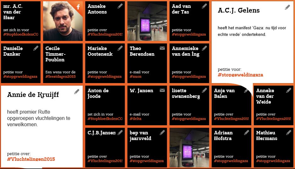 Impressie van de actie muur, bezoek https://actie.paxvoorvrede.nl/