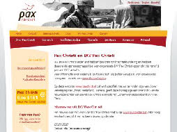 Screenshot van Pax Christi site in stijl eind 2005